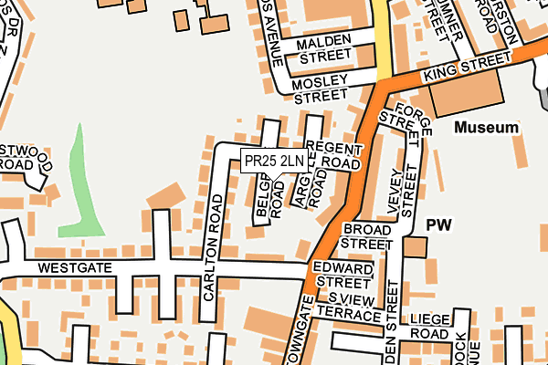 PR25 2LN map - OS OpenMap – Local (Ordnance Survey)