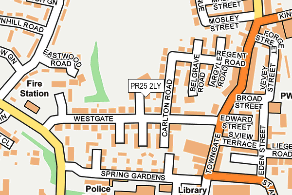 PR25 2LY map - OS OpenMap – Local (Ordnance Survey)