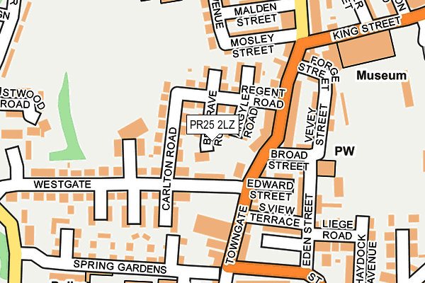 PR25 2LZ map - OS OpenMap – Local (Ordnance Survey)