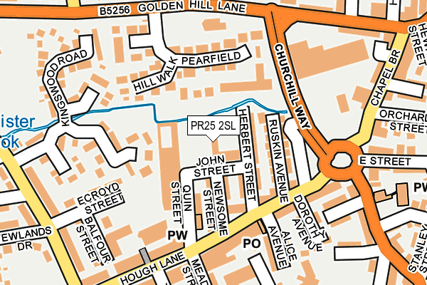 PR25 2SL map - OS OpenMap – Local (Ordnance Survey)