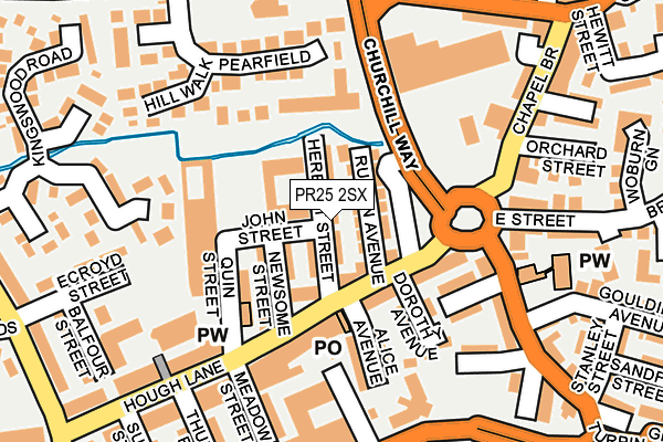 PR25 2SX map - OS OpenMap – Local (Ordnance Survey)