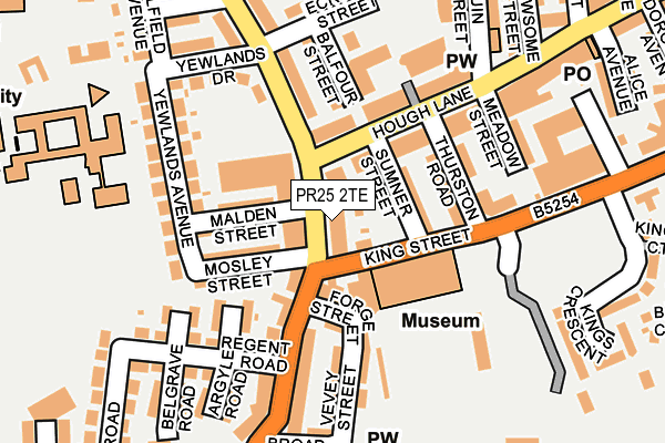 PR25 2TE map - OS OpenMap – Local (Ordnance Survey)