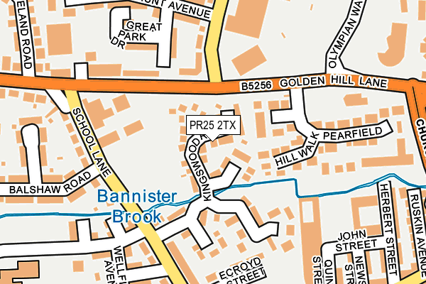 PR25 2TX map - OS OpenMap – Local (Ordnance Survey)