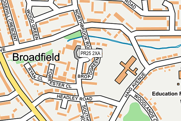 PR25 2XA map - OS OpenMap – Local (Ordnance Survey)