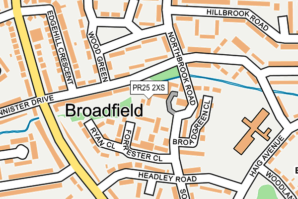 PR25 2XS map - OS OpenMap – Local (Ordnance Survey)