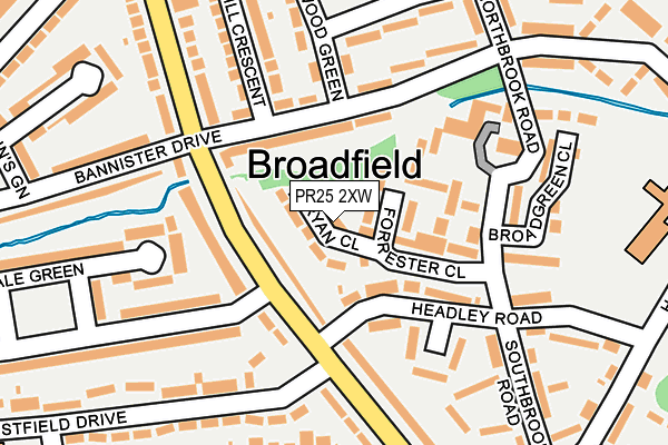 PR25 2XW map - OS OpenMap – Local (Ordnance Survey)