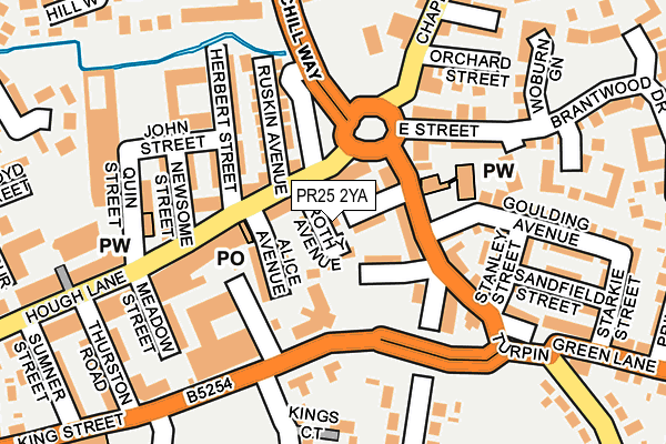 PR25 2YA map - OS OpenMap – Local (Ordnance Survey)