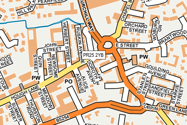 PR25 2YB map - OS OpenMap – Local (Ordnance Survey)