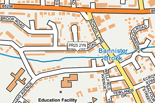 PR25 2YN map - OS OpenMap – Local (Ordnance Survey)