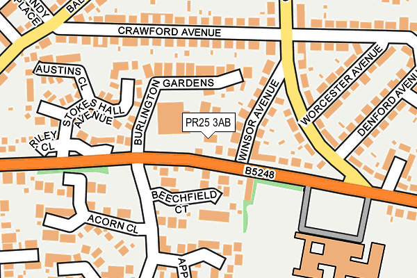 PR25 3AB map - OS OpenMap – Local (Ordnance Survey)