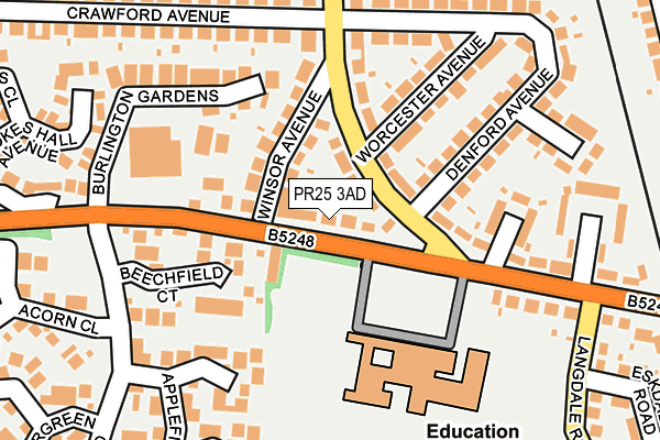 PR25 3AD map - OS OpenMap – Local (Ordnance Survey)