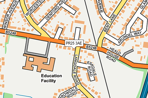 PR25 3AE map - OS OpenMap – Local (Ordnance Survey)