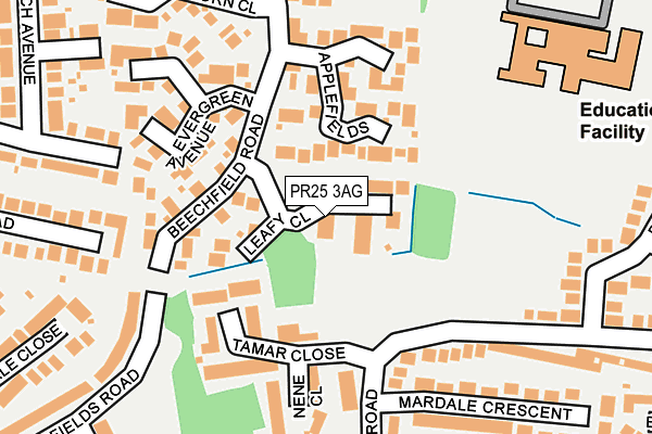 PR25 3AG map - OS OpenMap – Local (Ordnance Survey)