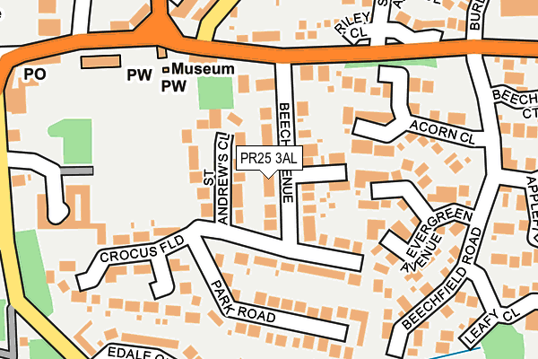 PR25 3AL map - OS OpenMap – Local (Ordnance Survey)
