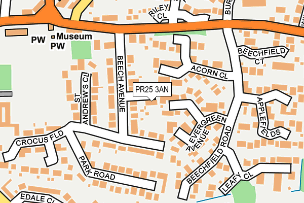 PR25 3AN map - OS OpenMap – Local (Ordnance Survey)