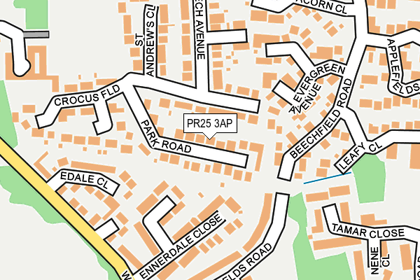 PR25 3AP map - OS OpenMap – Local (Ordnance Survey)