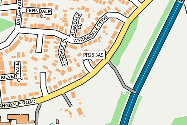 PR25 3AS map - OS OpenMap – Local (Ordnance Survey)