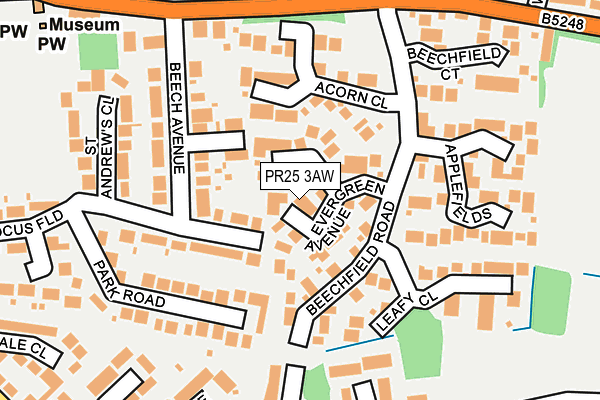 PR25 3AW map - OS OpenMap – Local (Ordnance Survey)