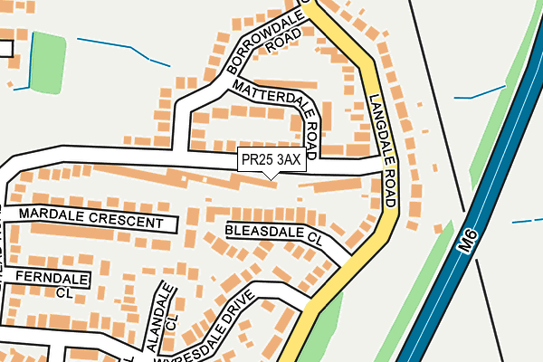 PR25 3AX map - OS OpenMap – Local (Ordnance Survey)