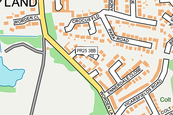 PR25 3BB map - OS OpenMap – Local (Ordnance Survey)