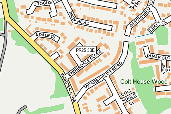 PR25 3BE map - OS OpenMap – Local (Ordnance Survey)