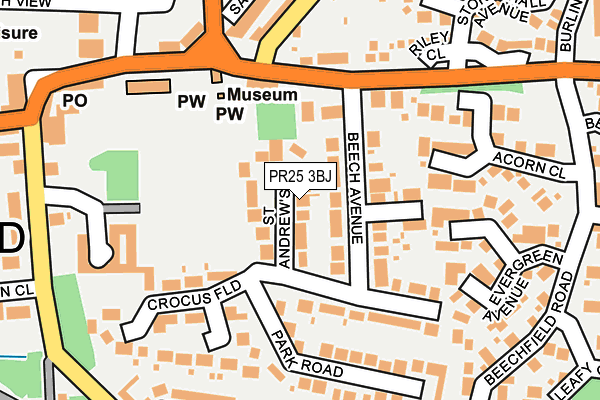 PR25 3BJ map - OS OpenMap – Local (Ordnance Survey)