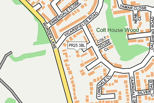 PR25 3BL map - OS OpenMap – Local (Ordnance Survey)