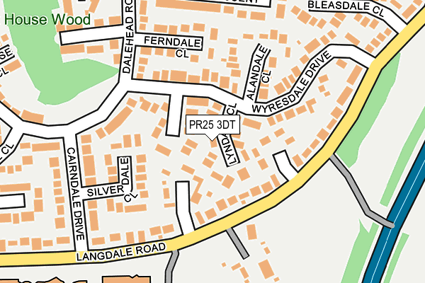 PR25 3DT map - OS OpenMap – Local (Ordnance Survey)