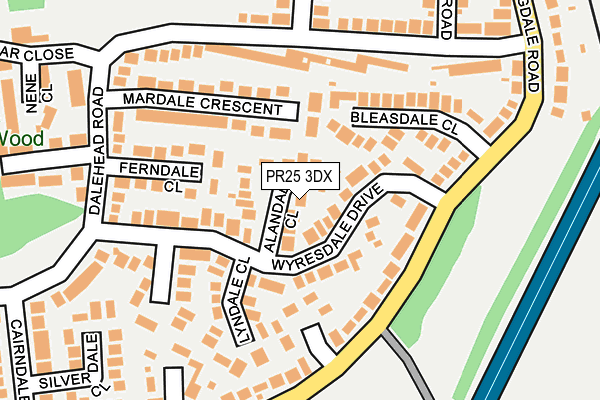 PR25 3DX map - OS OpenMap – Local (Ordnance Survey)