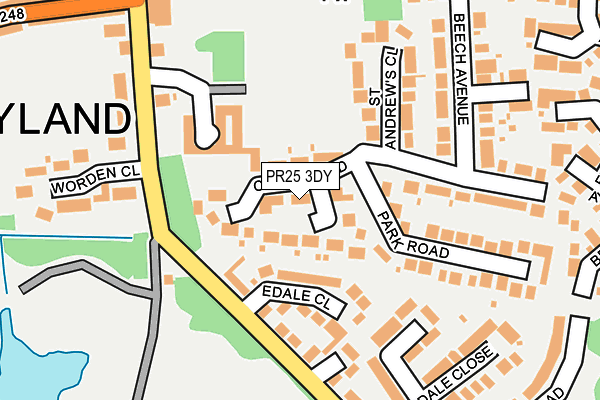 PR25 3DY map - OS OpenMap – Local (Ordnance Survey)