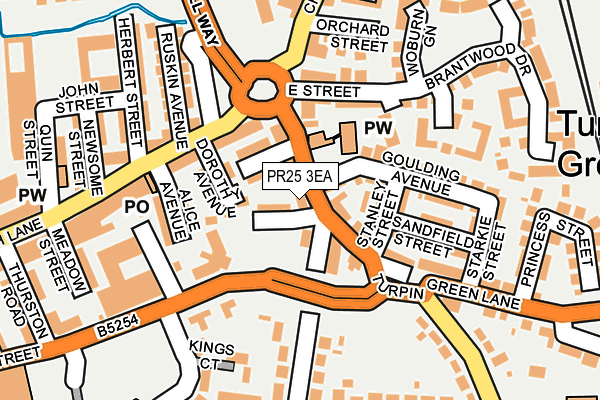 PR25 3EA map - OS OpenMap – Local (Ordnance Survey)