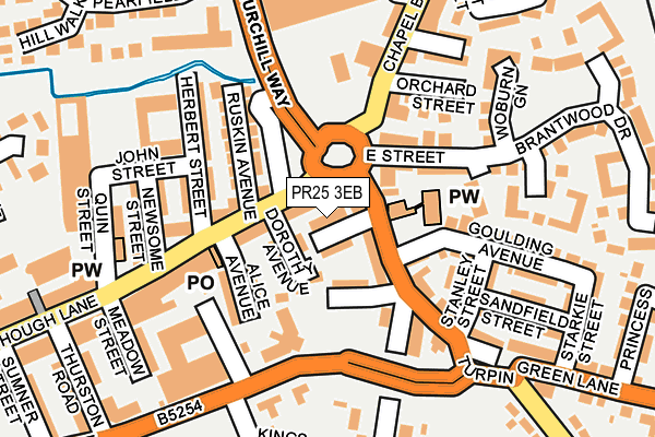 PR25 3EB map - OS OpenMap – Local (Ordnance Survey)