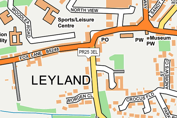 PR25 3EL map - OS OpenMap – Local (Ordnance Survey)