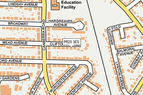 PR25 3ES map - OS OpenMap – Local (Ordnance Survey)