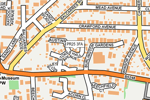PR25 3FA map - OS OpenMap – Local (Ordnance Survey)