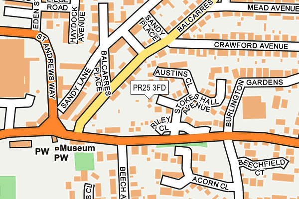 PR25 3FD map - OS OpenMap – Local (Ordnance Survey)
