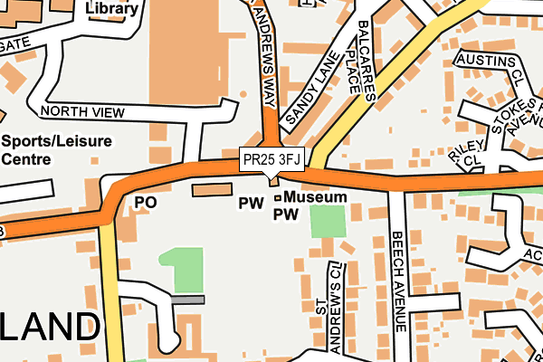 PR25 3FJ map - OS OpenMap – Local (Ordnance Survey)