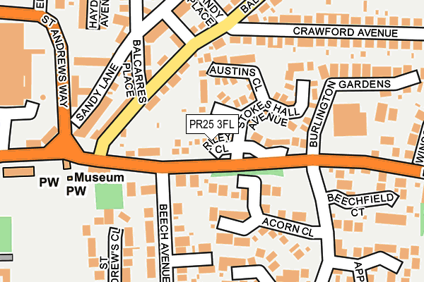 PR25 3FL map - OS OpenMap – Local (Ordnance Survey)