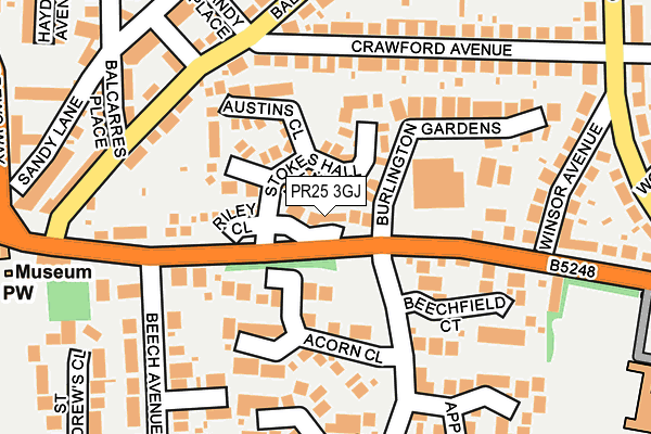 PR25 3GJ map - OS OpenMap – Local (Ordnance Survey)