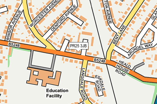 PR25 3JB map - OS OpenMap – Local (Ordnance Survey)