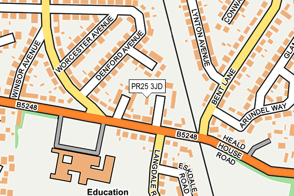 PR25 3JD map - OS OpenMap – Local (Ordnance Survey)