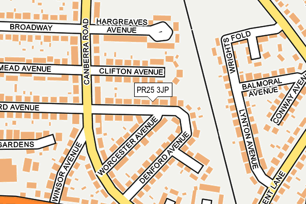 PR25 3JP map - OS OpenMap – Local (Ordnance Survey)