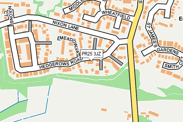 PR25 3JZ map - OS OpenMap – Local (Ordnance Survey)