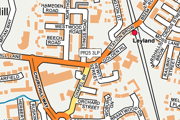 PR25 3LP map - OS OpenMap – Local (Ordnance Survey)