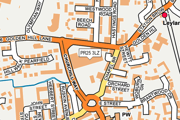 PR25 3LZ map - OS OpenMap – Local (Ordnance Survey)