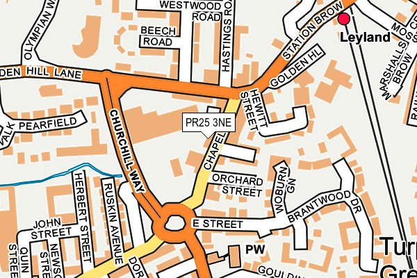 PR25 3NE map - OS OpenMap – Local (Ordnance Survey)