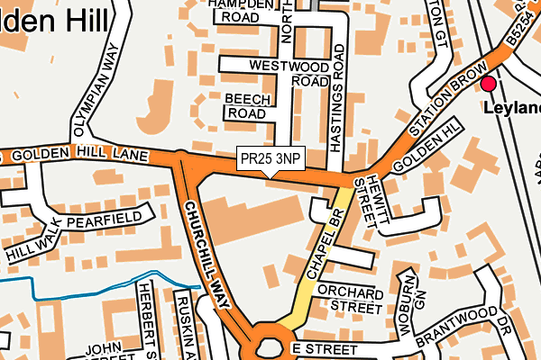 PR25 3NP map - OS OpenMap – Local (Ordnance Survey)