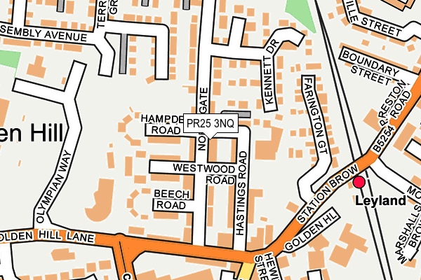 PR25 3NQ map - OS OpenMap – Local (Ordnance Survey)