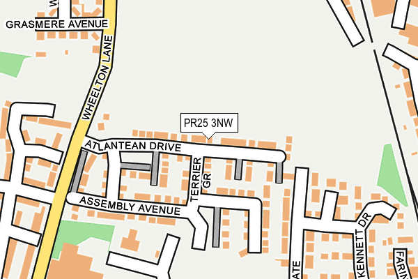 PR25 3NW map - OS OpenMap – Local (Ordnance Survey)
