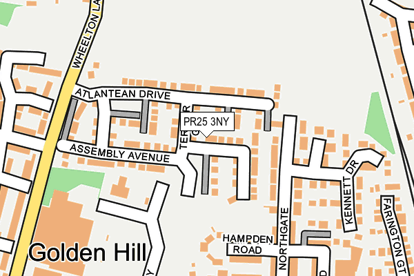 PR25 3NY map - OS OpenMap – Local (Ordnance Survey)